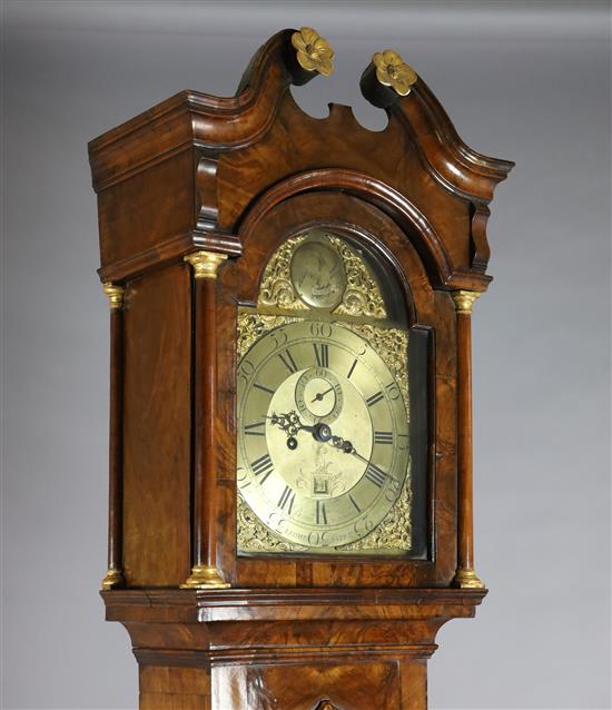 Benjamin Fieldhouse of Leominster. A George III walnut eight day longcase clock, W.1ft 7in. H.7ft 3in.